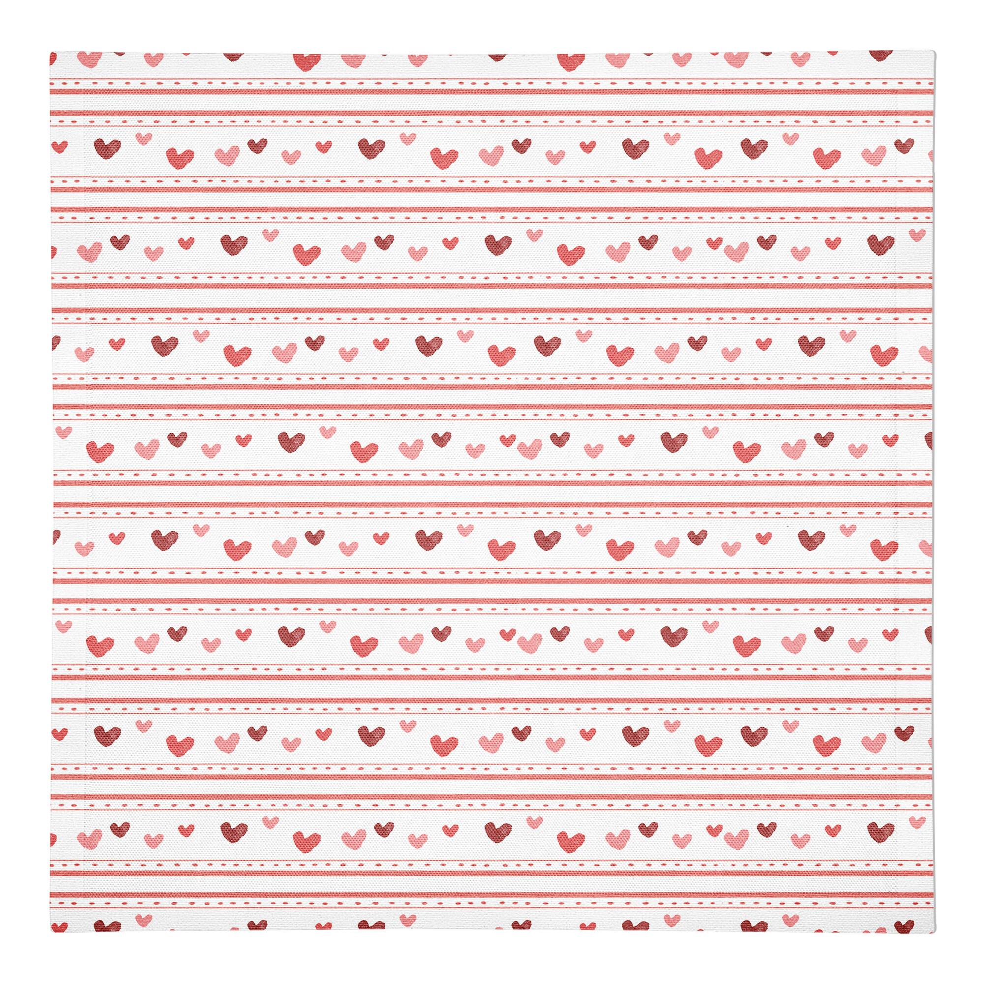 Multi Heart Stripes Pattern 10" x 10" Cotton Twill Napkin